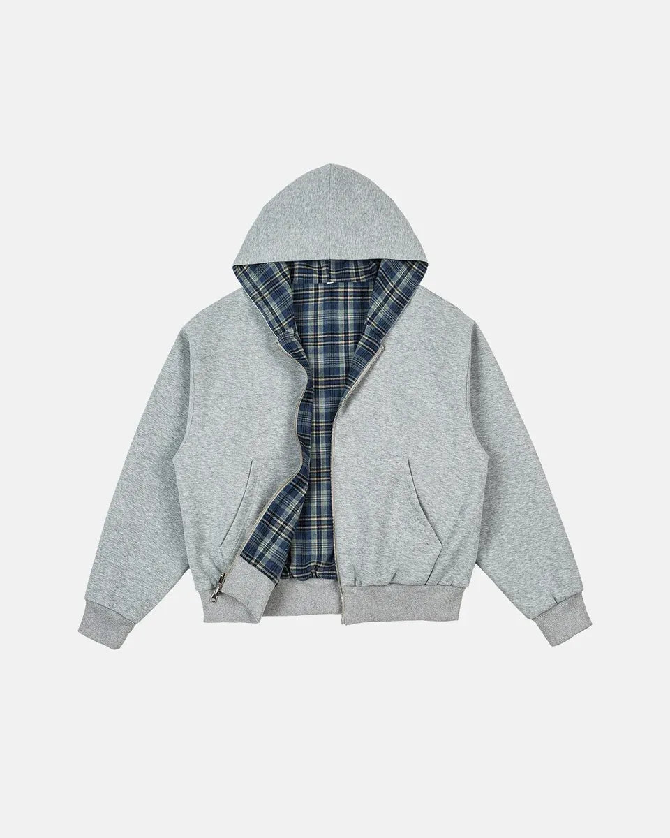 Hoodie Réversible Carreaux Crop Oversize Unisexe