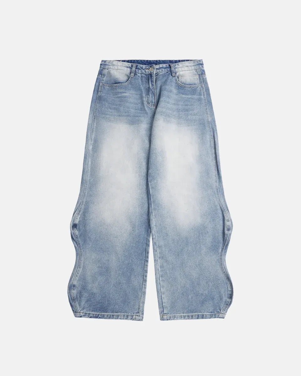 Jean Baggy Unisexe à Effet Délavé Wave – Coupe Large Streetwear