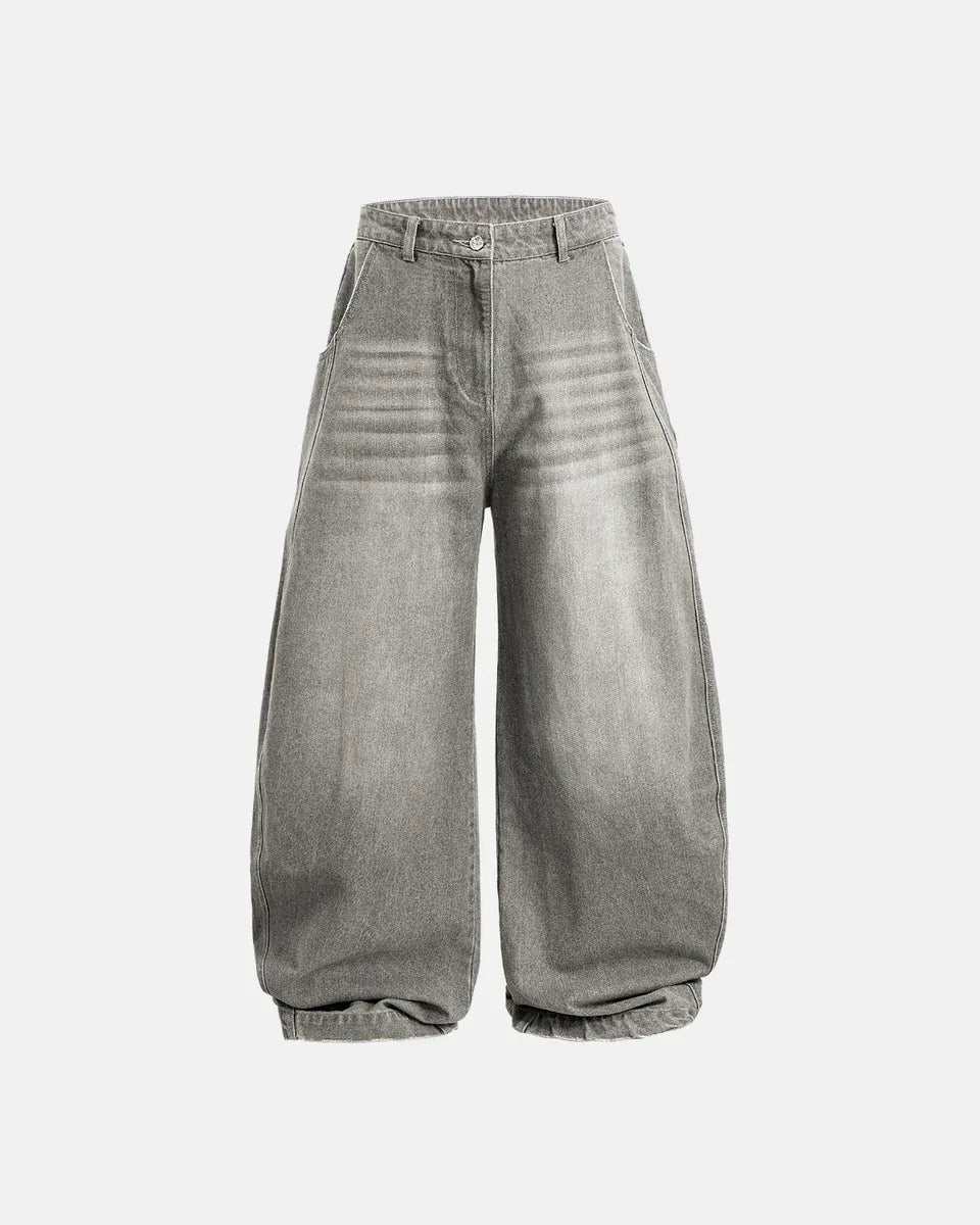 Jean Barrel Baggy Unisexe à Effet Délavé – Coupe Tonneau Streetwear