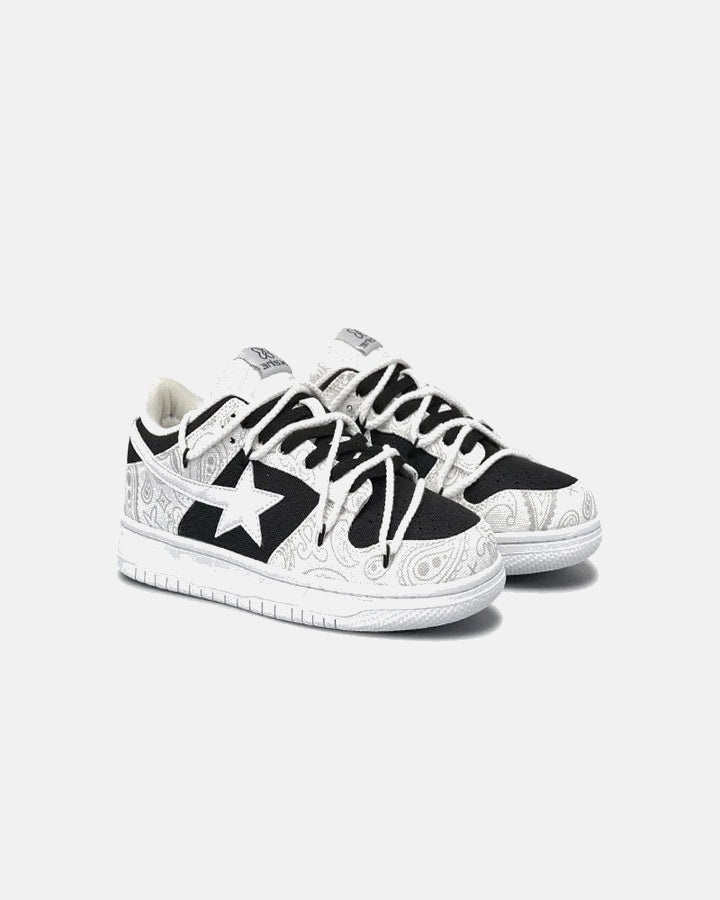 Sneakers Basses Unisexe à Motif Paisley Contrasté