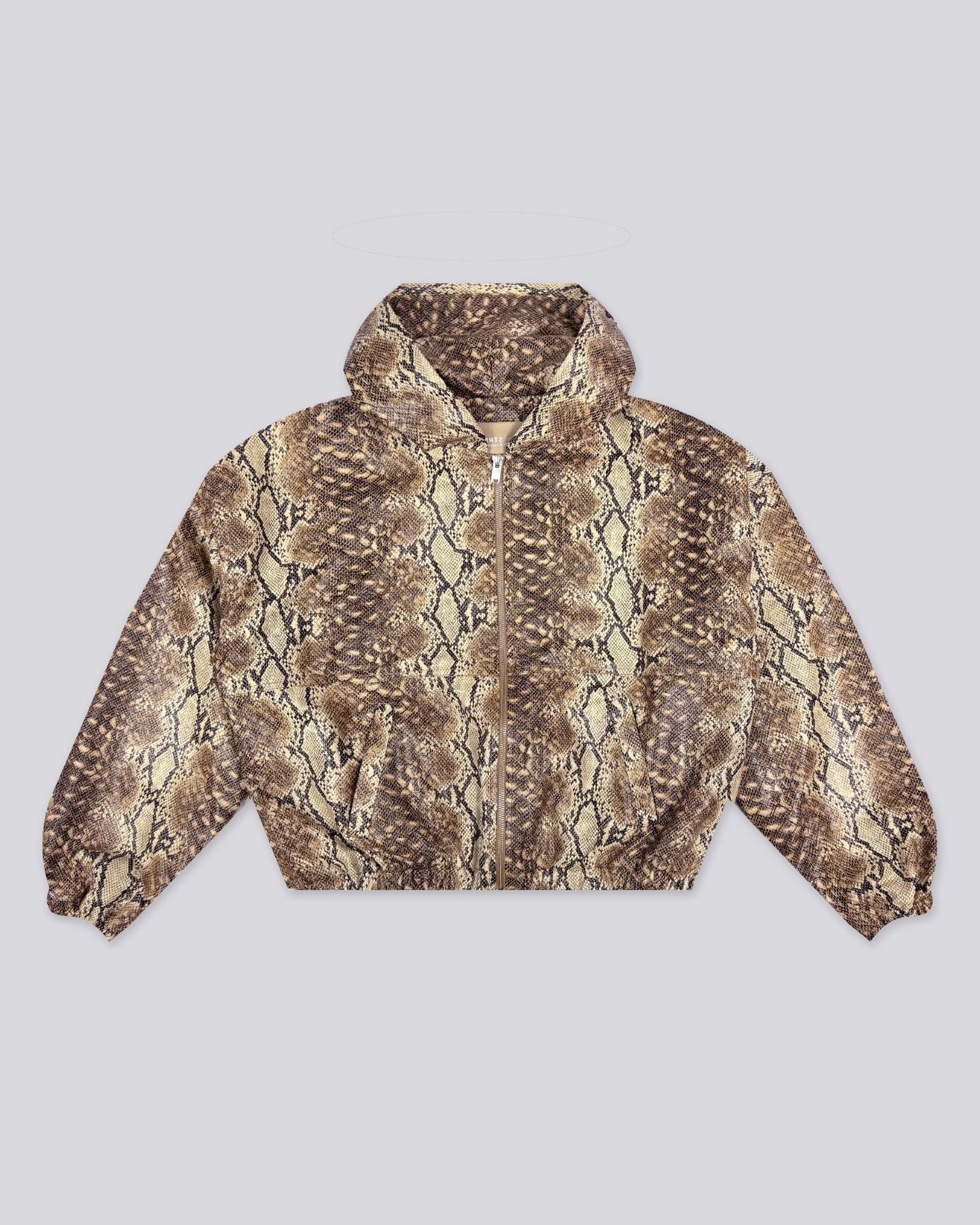 Veste à Capuche Zippée Unisexe Motif Serpent Beige