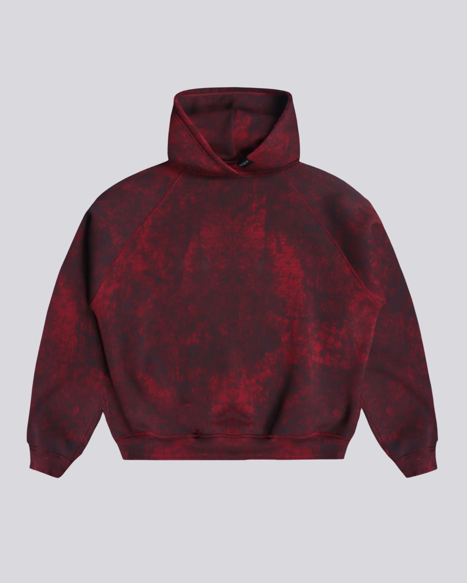 Sweat à Capuche Oversize Unisexe Rouge Effet Délavé