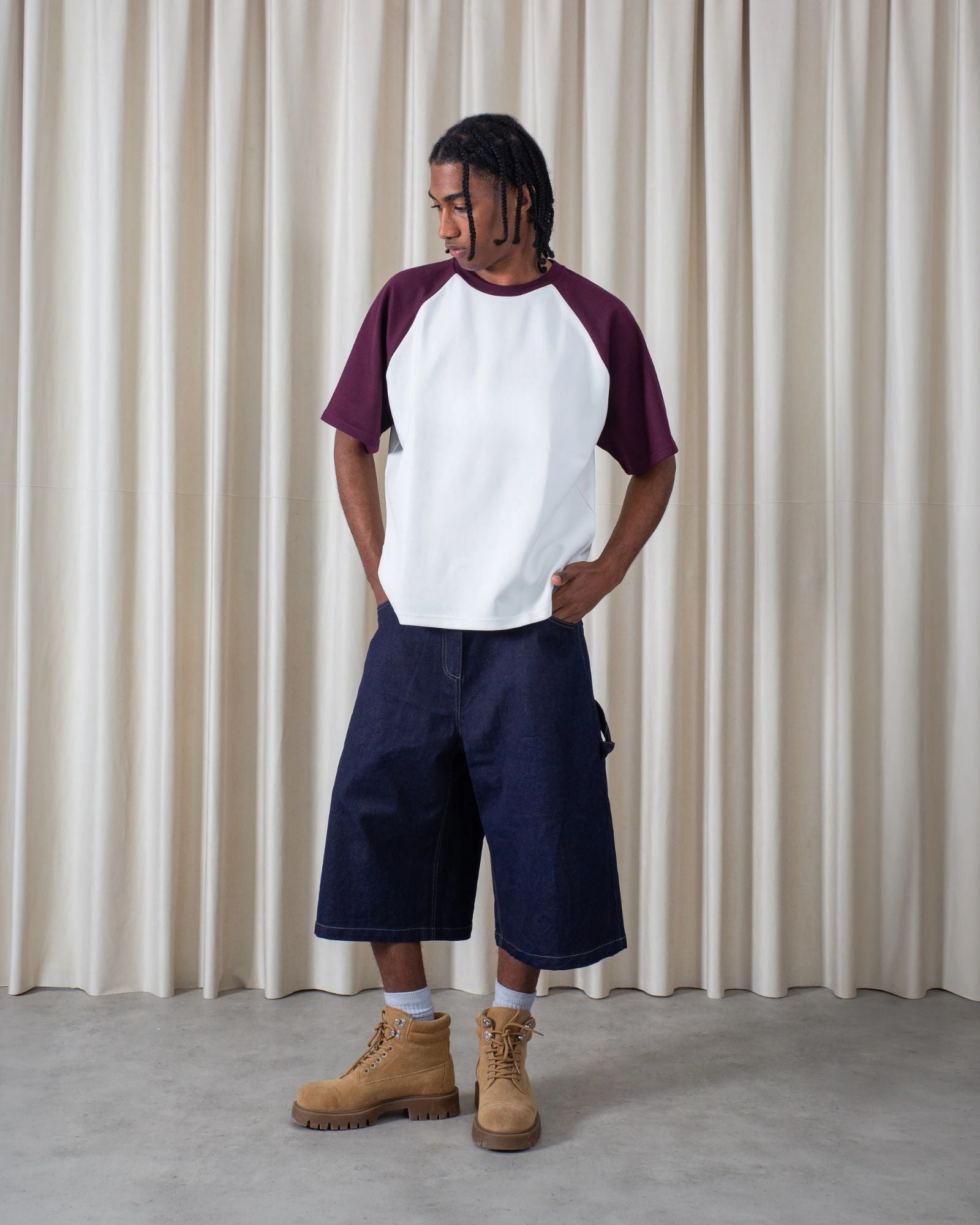 Jort en Denim Large Unisexe Bleu Foncé