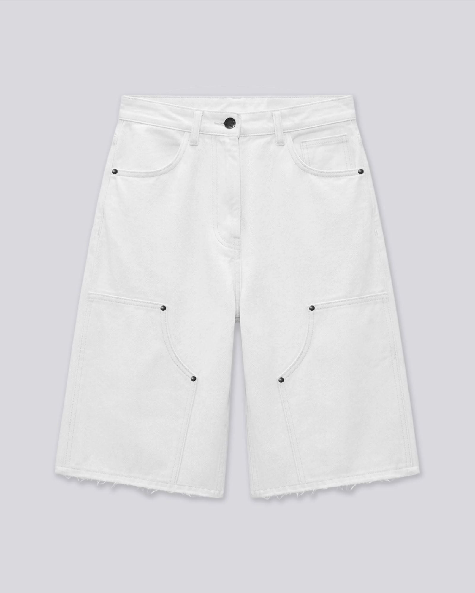 Jort en Denim Blanc Cassé Unisexe Coupe Large