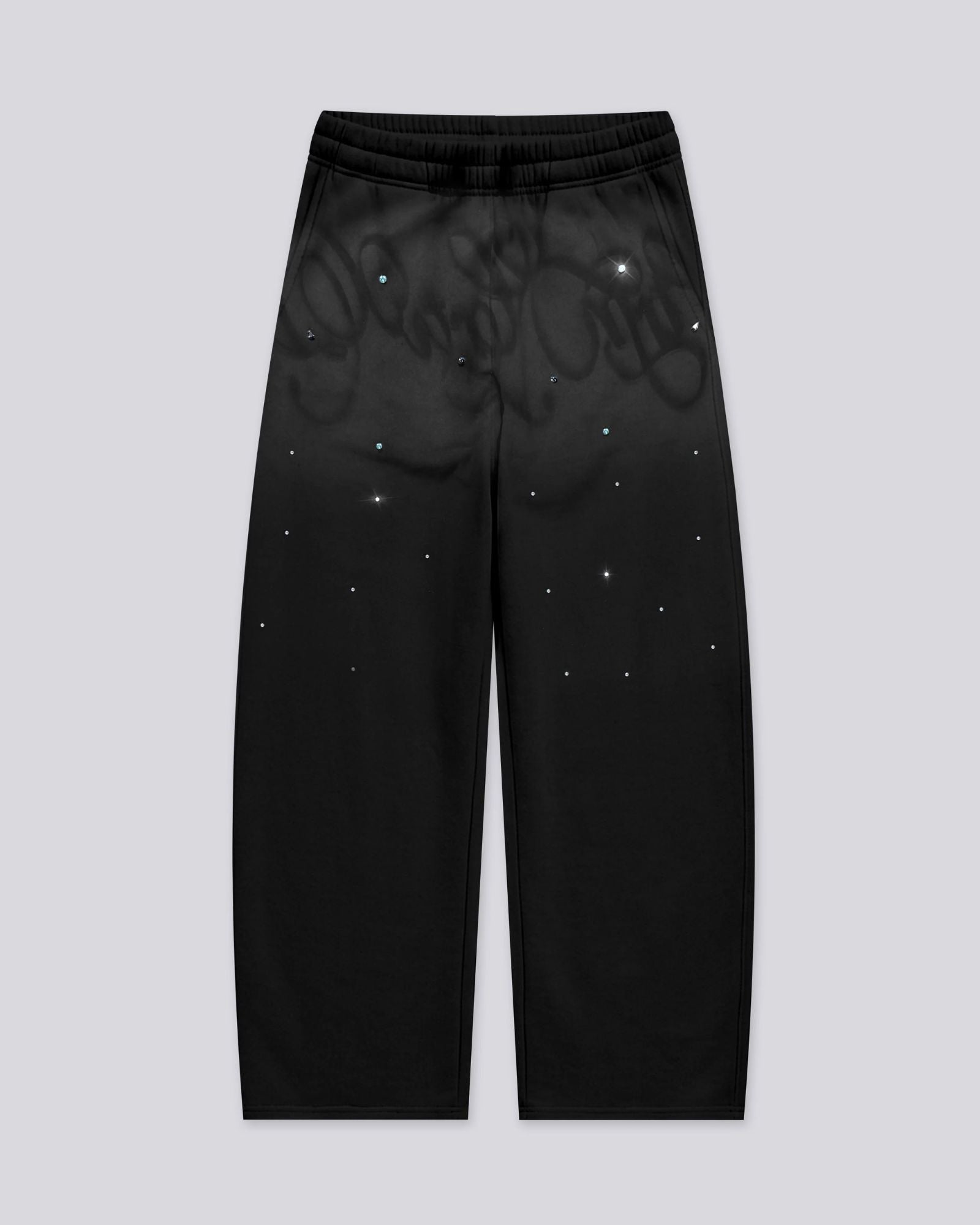 Pantalon Large Unisexe Noir avec Détails Décoratifs