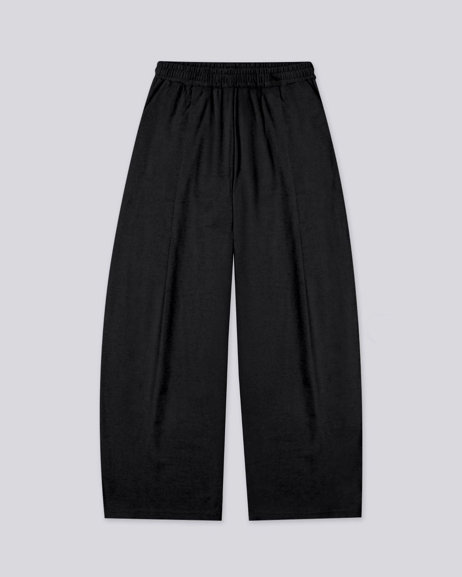 Pantalon Large Unisexe Noir à Taille Élastiquée